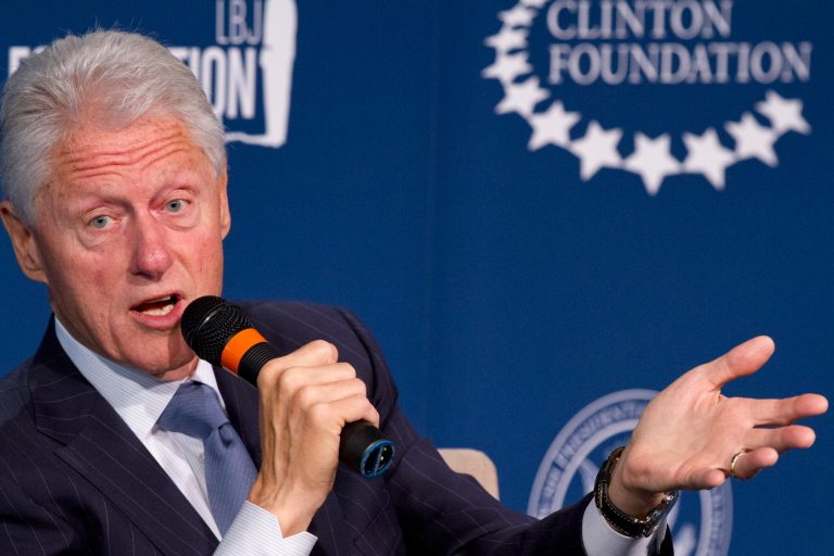 Former President Bill Clinton speaks at the Presidential Leadership Scholars Program Launch, Monday, Sept. 8, 2014, at The Newseum in Washington. Clinton, and fellow former President George W. Bush launched a new scholars program at four presidential libraries, aiming to help academics and business leaders learn more about presidential leadership.  (AP Photo/Jacquelyn Martin)