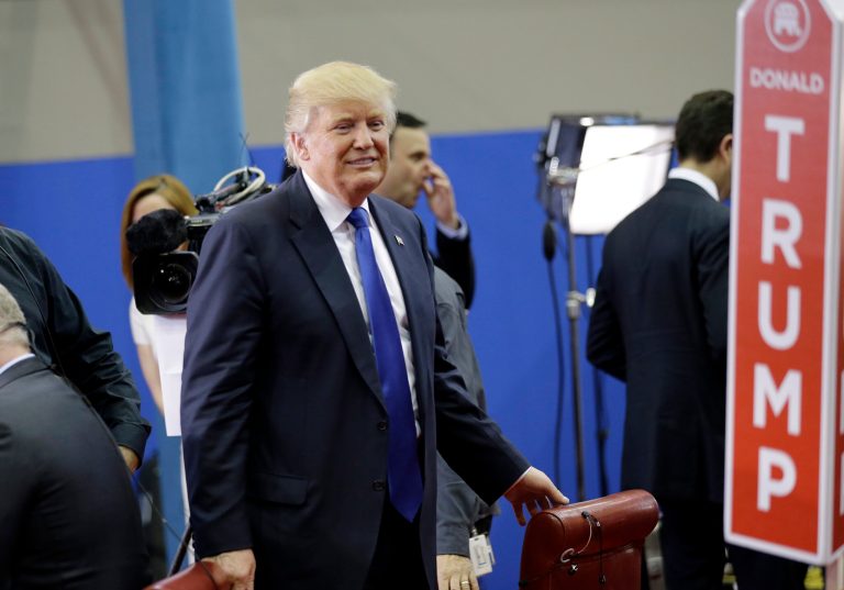 Republican presidential candidate, businessman Donald Trump deleted several misspelled tweets Friday morning. (AP Photo/David J. Phillip)