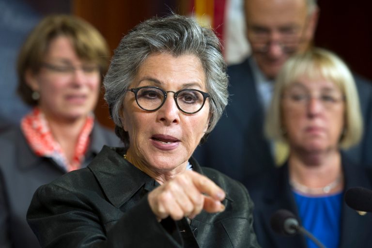 Sen. Barbara Boxer, D-Calif. speaks during a news conference on Capitol Hill in Washington, Wednesday, Sept. 10, 2014, to discuss the Paycheck Fairness Act. The act would ensure that women have a fair shot at equal pay. From left are, Sen. Amy Klobuchar, D-Minn., Boxer, Sen. Charles Schumer, D-N.Y., and Sen. Patty Murray, D-Wash. (AP Photo/Cliff Owen)