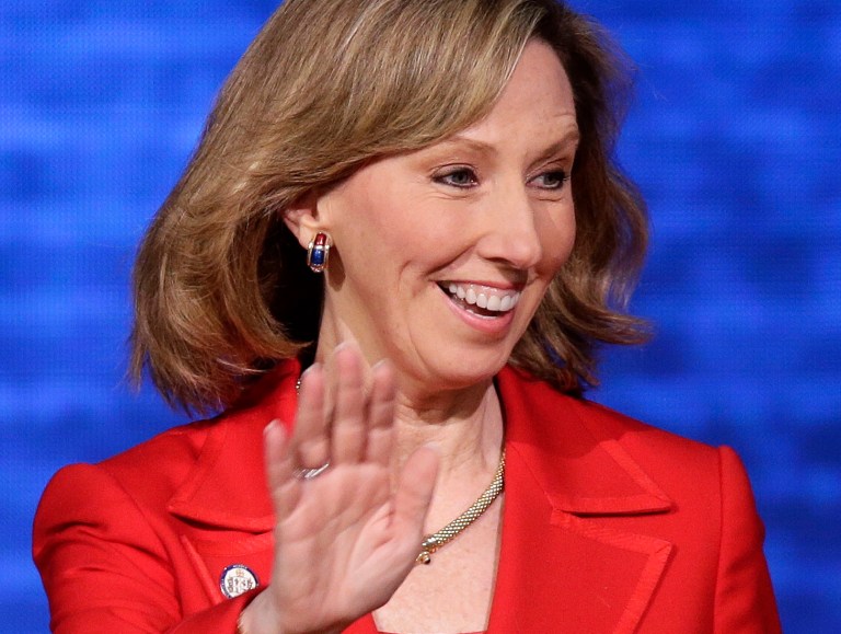 Virginia State Delegate Barbara Comstock addresses the Republican National Convention in Tampa, Fla., on Tuesday, Aug. 28, 2012. (AP Photo/J. Scott Applewhite)