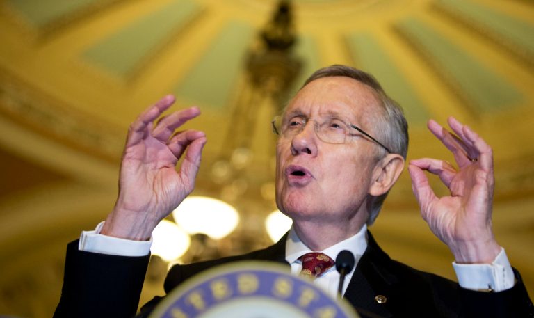 Senate Majority Leader Sen.ÃÂ HarryÃÂ Reid, D-Nev., speaks to the media on Capitol Hill on Tuesday. (AP/Manuel Balce Ceneta)