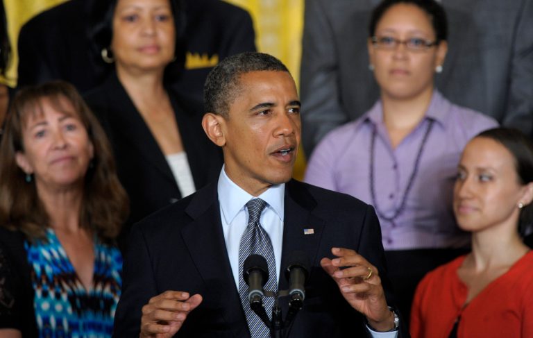 President Barack Obama calls on Congress to pass a temporary, one-year extension of the Bush-era tax cuts for people who make less than $250,000 a year, during a statement in the East Room of the White House in Washington on Monday. (AP Photo/Susan Walsh)