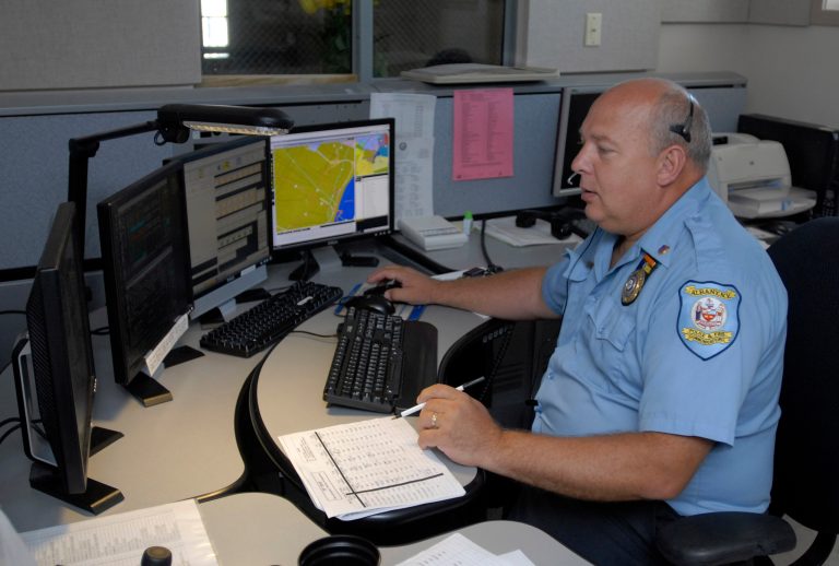 Albany Police Department call center in Albany, N.Y. In New York. (AP Photo/Tim Roske)