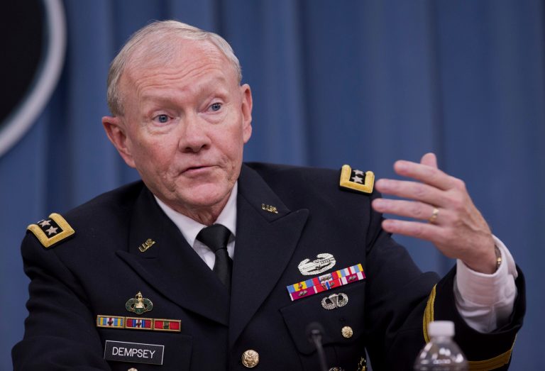 Joint Chiefs Chairman Gen. Martin Dempsey speaks during a news conference at the Pentagon, Wednesday, Dec. 4, 2013.  (AP Photo/Manuel Balce Ceneta)