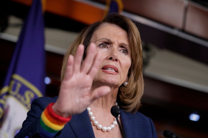 The House Minority Leader made the comment in a closed-door meeting with rank-and-file Democratic members. (AP Photo/J. Scott Applewhite)