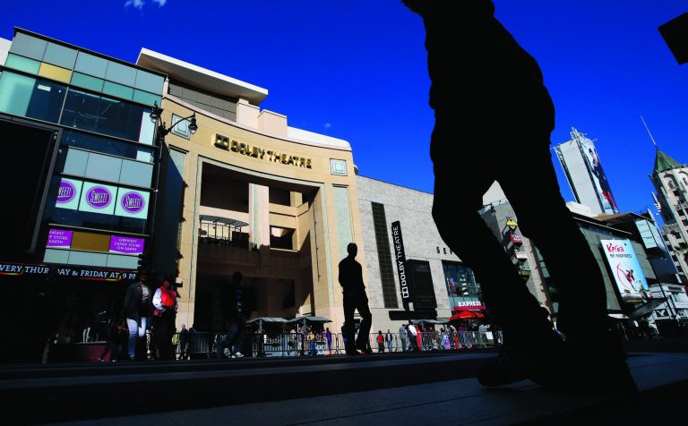 This Monday, Feb. 11, 2013 photo shows the Dolby Theatre in the Hollywood section of Los Angeles. The 85th Academy Awards will be broadcast from the Dolby Theatre for the first time on Sunday, Feb. 24, 2013. (AP Photo/Jae C. Hong)