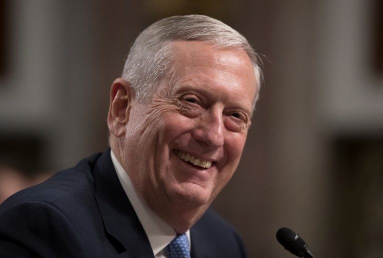 Mattis spent much of his first full day on the job getting briefings from his top four-stars. (AP Photo/J. Scott Applewhite)
