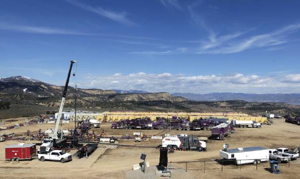 A hydraulic fracturing operation at a site outside Rifle, in western Colorado. (AP Photo/Brennan Linsley)