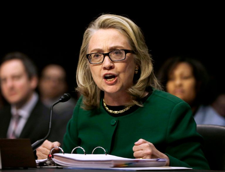 Secretary of State Hillary Rodham testifies on Capitol Hill on Jan. 23, 2013, before the Senate Foreign Relations Committee hearing on the deadly September attack on the U.S. diplomatic mission in Benghazi, Libya. (AP/Pablo Martinez Monsivais)
