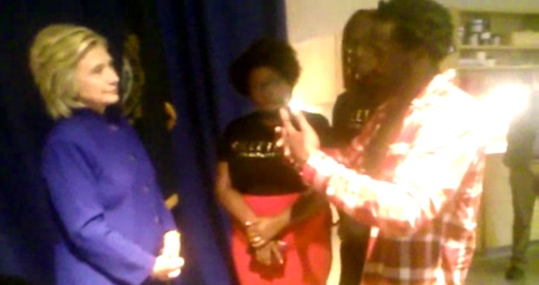 Hillary Clinton had a combative run-in with Black Lives Matter activists after a campaign event in New Hampshire. (Screenshot/Good Magazine)