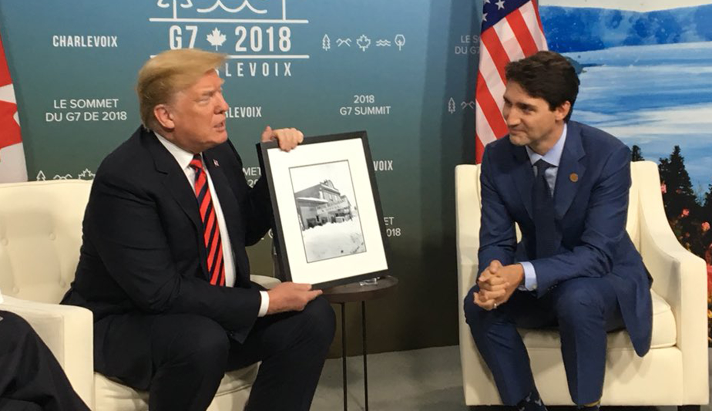 Justin Trudeau trolls Trump with framed photo of his grandfather’s Canadian brothel