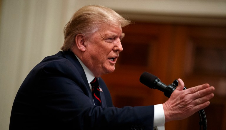 President Donald Trump speaks during a news conference with Italian President Sergio Mattarella in the East Room of the White House, Tuesday, Oct. 16, 2019, in Washington. 