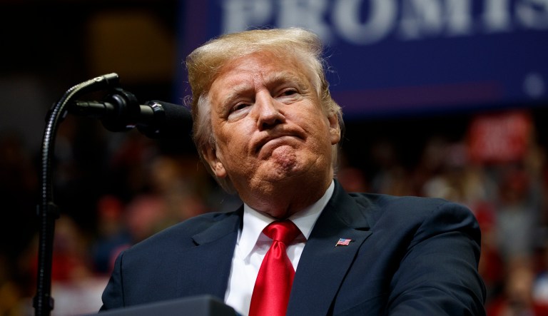 President Donald Trump speaks during a campaign rally, Sunday, Nov. 4, 2018, in Chattanooga, Tenn.