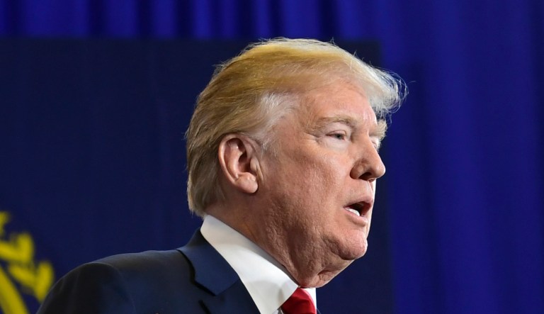 President Donald Trump at Manchester Community College in Manchester, N.H., Monday, March 19, 2018.