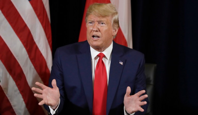 President Donald Trump arrives to speak at an event on religious freedom during the United Nations General Assembly, Monday, Sept. 23, 2019, in New York. 