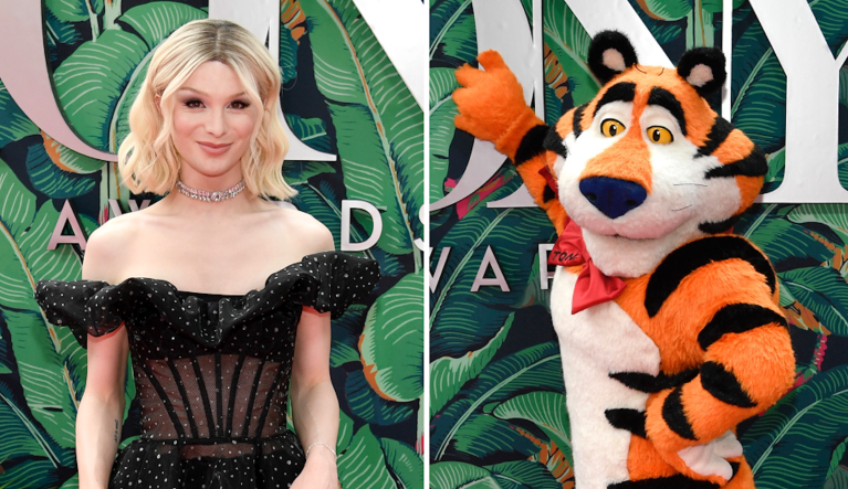 Dylan Mulvaney arrives at the 76th annual Tony Awards on Sunday, June 11, 2023, at the United Palace theater in New York. Mulvaney was seen posing with Kellogg's Tony the Tiger mascot.