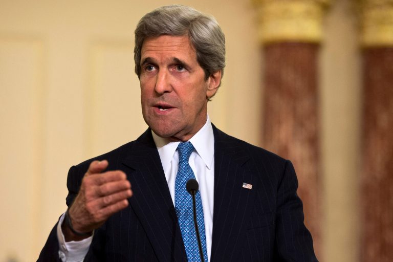 FILE - In this April 2, 2013 file photo, Secretary of State John Kerry speaks at the State Department in Washington. U.S. and Turkish officials say Secretary of State John Kerry is traveling to Turkey and Israel this weekend to build on the two nations' efforts to repair ties. (AP Photo/Jacquelyn Martin, File)