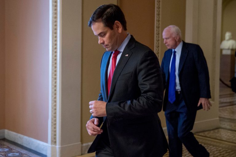 Sen. Marco Rubio, R-Fla., backed President Barack Obama late Thursday for imposing sanctions against Russia for its alleged hacking into U.S. databases, but sided with some GOP lawmakers who have said more ought to be done to punish Russia. (AP Photo/Andrew Harnik)