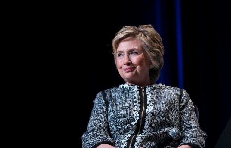 Former Secretary of State Hillary Clinton pauses while speaking during the Book Expo event in New York Thursday, June 1, 2017. (AP Photo/Craig Ruttle)