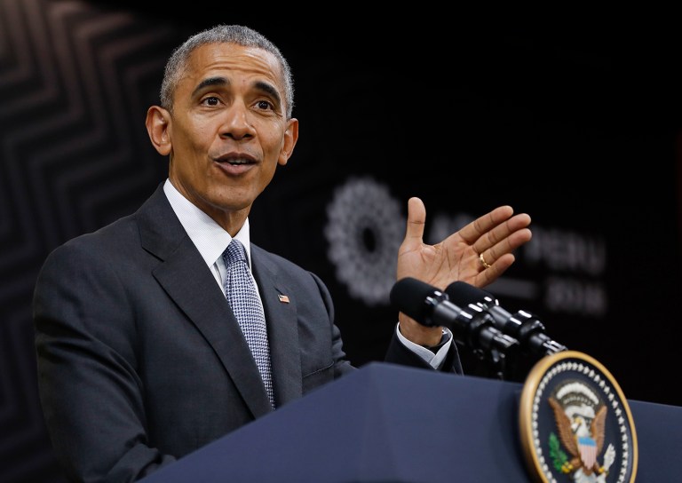 About half of U.S. voters currently approve of the job President Obama is doing, the highest score the outgoing president has received since a poll taken after his re-election victory in December 2012. (AP Photo)