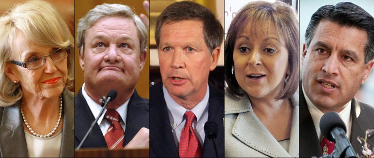 Republican Govs. Jan Brewer, Ariz.; Jack Dalrymple, N.D.; John Kasich, Ohio; Susana Martinez, N.M., and Brian Sandoval, Nev., all backed President Obama's expansion of Medicaid. (Photo: AP file)