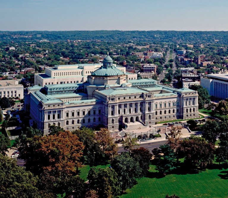 The Library of Congress seen from the U.S. Capitol.