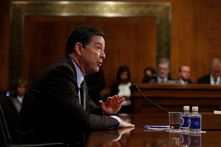 FBI Director James Comey testifies on Capitol Hill in Washington, Wednesday, May 3, 2017, before the Senate Judiciary Committee hearing: 