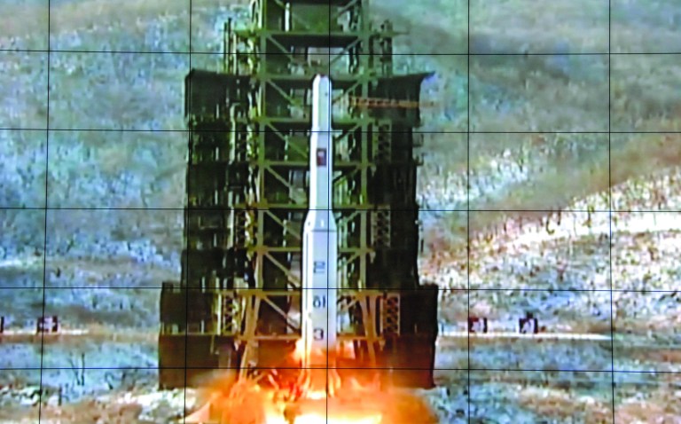 A screen at the General Satellite Control and Command Center shows the moment North Korea's Unha-3 rocket is launched in Pyongyang, North Korea, Wednesday, Dec. 12, 2012. North Korea successfully fired a long-range rocket on Wednesday, defying international warnings as the regime of Kim Jong Un took a big step forward in its quest to develop a nuclear missile. (AP Photo)