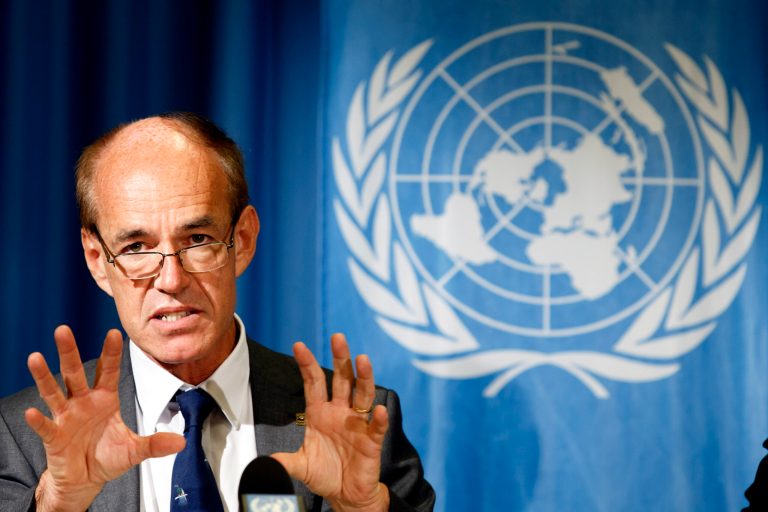 WWF's new Director General Marco Lambertini speaks during a press conference, where he presented the Living Planet Report 2014 at the European headquarters of the United Nations in Geneva, Switzerland, Tuesday, Sept. 30, 2014. 