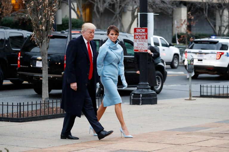 President-elect Trump and his wife Melania arrives for a church service at St. John's Episcopal Church. (AP Photo/Alex Brandon)