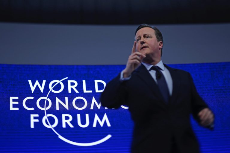U.K. Prime Minister David Cameron speaks during a special session at the World Economic Forum in Davos, Switzerland, on Jan. 21. (Bloomberg Photos)