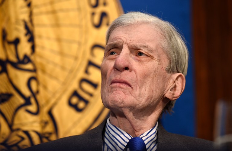 Former Navy secretary and Sen. John Warner is set to back Clinton Wednesday morning, adding his name to the list of conservatives who have picked the Obama Cabinet member over Republican nominee Donald Trump. (AP Photo/Susan Walsh)