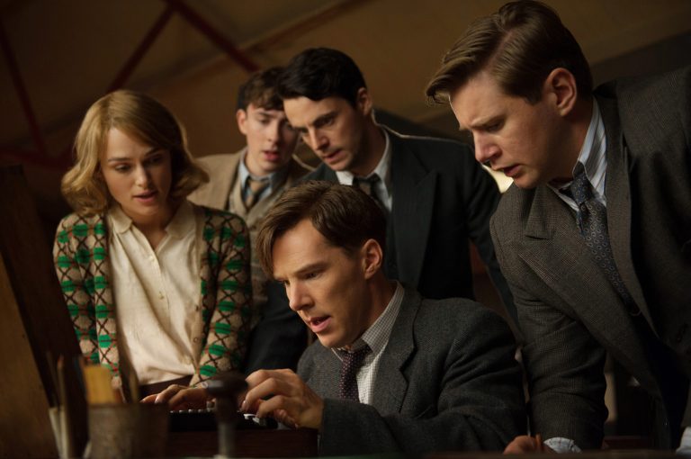 This image released by The Weinstein Company shows, clockwise from left, Keira Knightley, Matthew Beard, Matthew Goode, Allen Leech and Benedict Cumberbatch in a scene from the film, 
