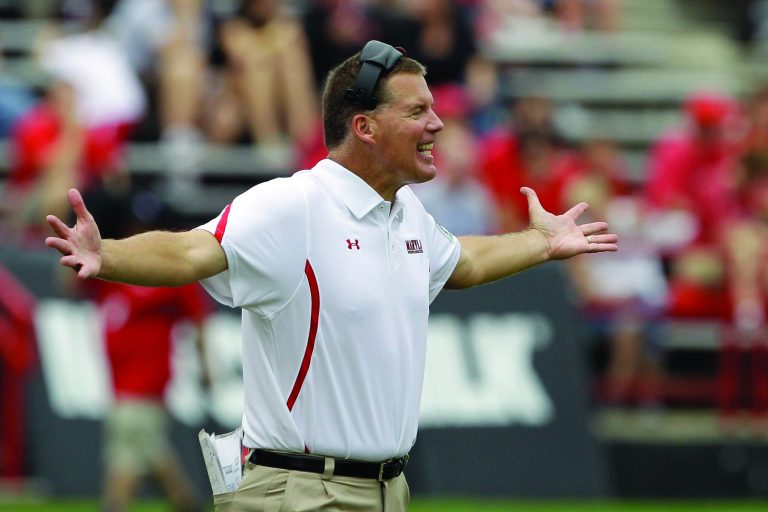 COLLEGE PARK, MD - SEPTEMBER 24: Head coach Randy Edsall of the Maryland Terrapins motions to the defense from the sidelines during the first quarter against the Temple Owls at Byrd Stadium on September 24, 2011 in College Park, Maryland.  (Photo by Rob Carr/Getty Images)