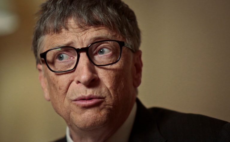 Philanthropists Bill Gates speaks during an interview on Tuesday, Jan. 21, 2014, in New York. Gates pitched an optimistic future for the world's poor and sick his annual letter, arguing passionately against three myths he said hurt efforts to bring people out of poverty, save lives and improve living conditions. (AP Photo/Bebeto Matthews)