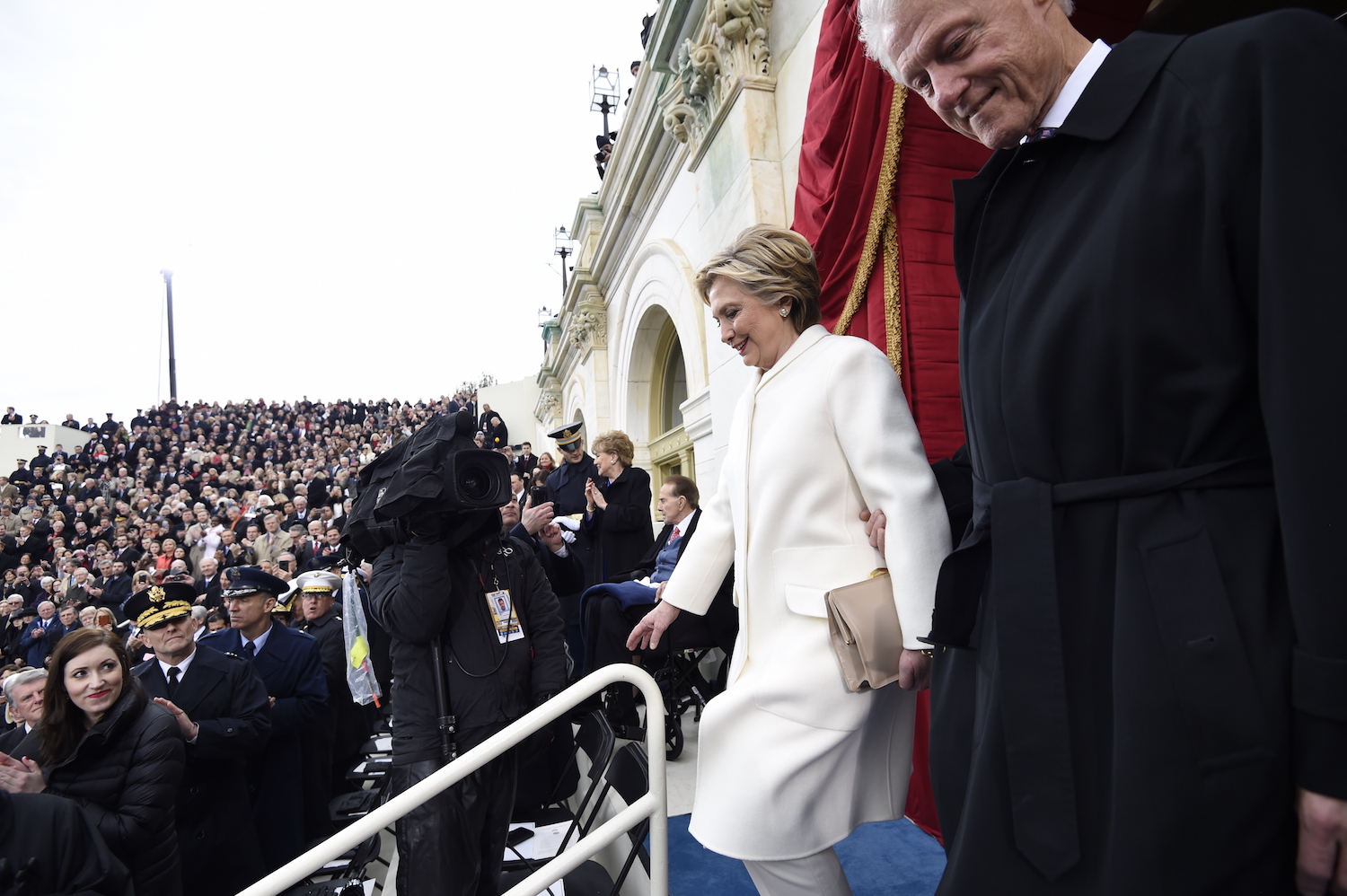 Chants of ‘lock her up’ heard at inauguration after Hillary Clinton arrives