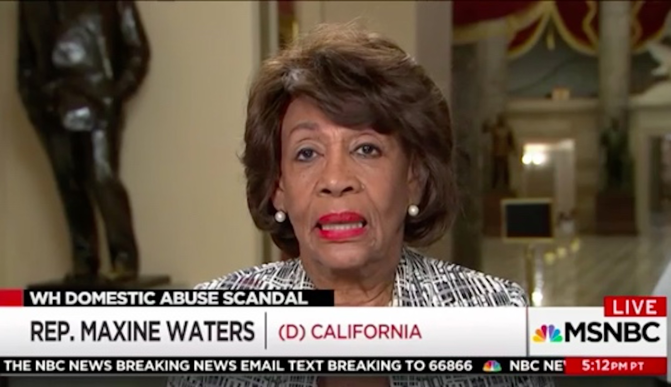 Maxine Waters says Trump knew about Rob Porter’s domestic violence allegations, but can’t cite proof