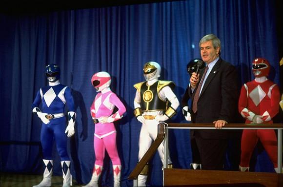 Flashback: Newt Gingrich greets the Power Rangers