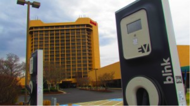 Electric vehicle charging stations like these at Nashville's airport are funded by taxpayers under a Department of Energy program. (Photo by Chris Butler, Tennessee Watchdog)