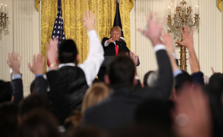 The more interesting question is whether Trump is undermining popular faith in America's free press. (AP Photo/Andrew Harnik)
