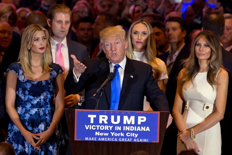 With his win in Indiana, Donald Trump has sewn up the Republican nomination. (AP Photo/Mary Altaffer)