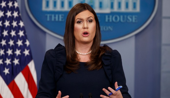 "The president had no knowledge of the story and it is completely untrue," Sanders said during the daily press briefing. (AP Photo/Evan Vucci)