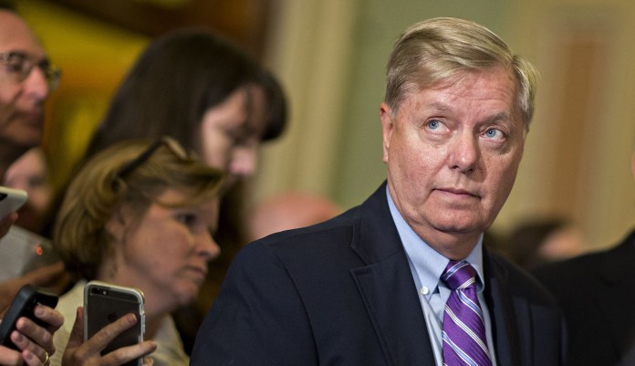 Sen. Lindsey Graham, R-S.C., said Wednesday he has confidence in a bipartisan immigration bill that abolishes the diversity visa lottery system, adds border security measures, and includes a path for "Dreamers" to gain citizenship. (Andrew Harrer/Bloomberg)