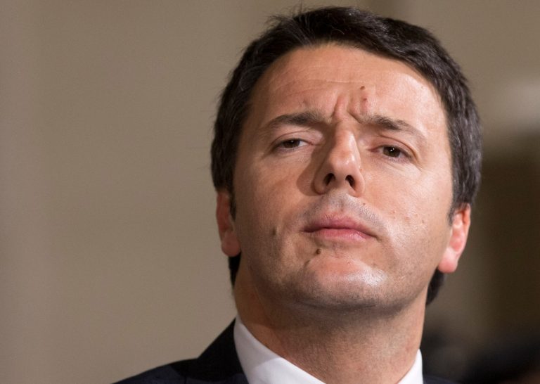 Italian Premier designate Matteo Renzi meets reporters at the Quirinale presidential palace, Rome, Friday, Feb. 21, 2014. Democratic Party leader Matteo Renzi has formed Italy's new government, saying the broad coalition aims to give the economically-strapped country 