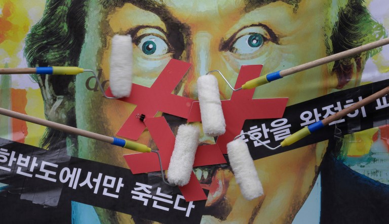 While President Trump has his fair share of opponents in the States and South Korea, the president's aggressive strategy with North Korea, including his recent decision to declare the hermit kingdom a state sponsor of terrorism, appear to be working. (AP Photo/Ahn Young-joon)