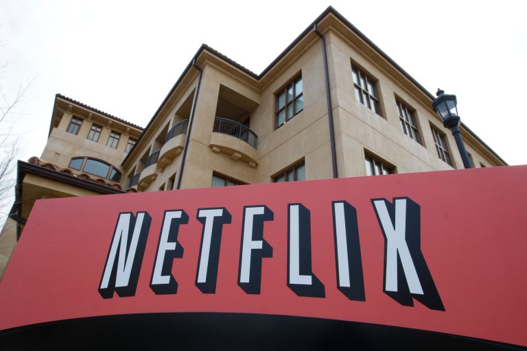 FILE - This March 20, 2012 file photo shows Netfilx headquarters in Los Gatos, Calif. Netflix Inc. shares sank Thursday, Oct. 16, 2014 on slower subscriber growth and fears of increased competition ahead. (AP Photo/Paul Sakuma, File)