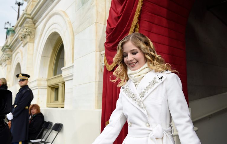 Singer Jackie Evancho, the 16-year-old who sang the national anthem at Donald Trump’s inauguration is asking for a meeting with the president after the administration. (AFP PHOTO / POOL / SAUL LOEB)
