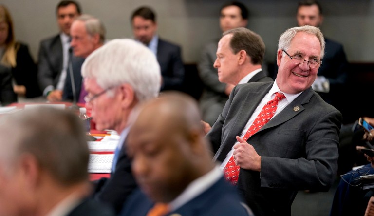 Rep. John Shimkus, R-Ill., attended a House-Senate conference Wednesday where Republicans announced a tax reform deal had been struck between the two chambers. (AP Photo/Andrew Harnik)