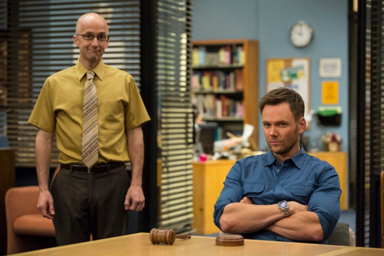 This photo released by NVC shows, Jim Rash, left, as Dean Pelton, and Joel McHale as Jeff Winger, in a scene from season 5 of "Community." Yahoo says that it's giving the sitcom "Community" a sixth season online. Yahoo and Sony Picture Television announced Monday, June 30, 2014, that the show's creator, Dan Harmon, will serve as an executive producer for 13 new episodes.(AP Photo/NBC, Justin Lubin)