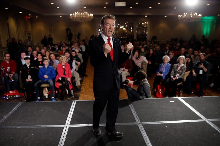 Republican presidential candidate, Sen. Rand Paul, R-Ky. speaks Saturday, Jan. 23, 2016, at the New Hampshire Republican Party summit in Nashua, N.H. (AP Photo/Matt Rourke)